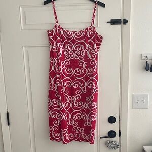 Pink and White Patterned Dress